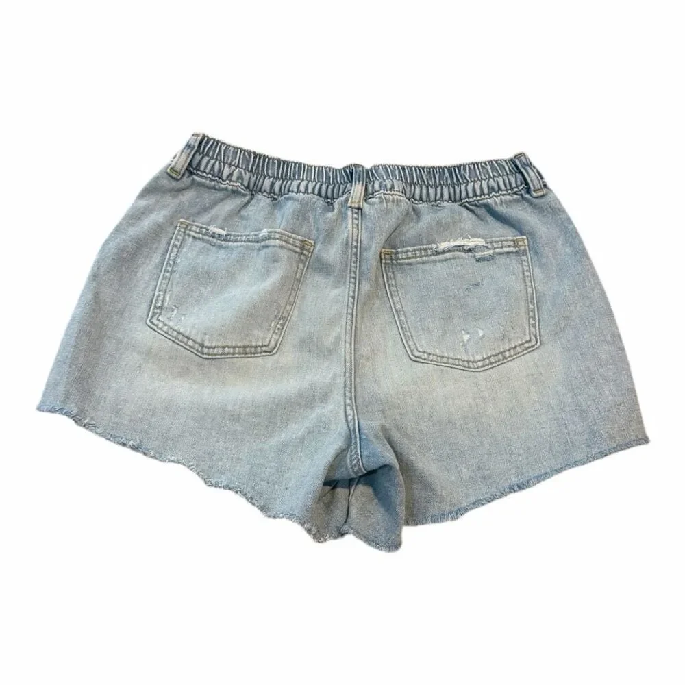 AERIE Women’s Light Wash Daydream Distressed Denim Shorts Size Medium - Picture 3 of 6